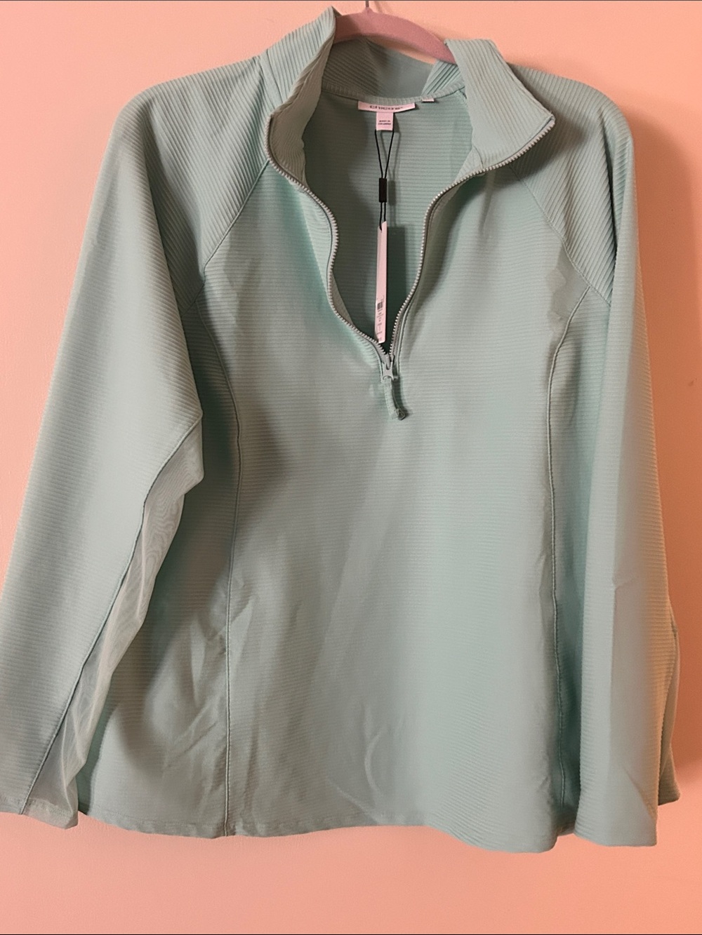 Chicos Quarter-Zip Lightweight Pullover - Mint Green